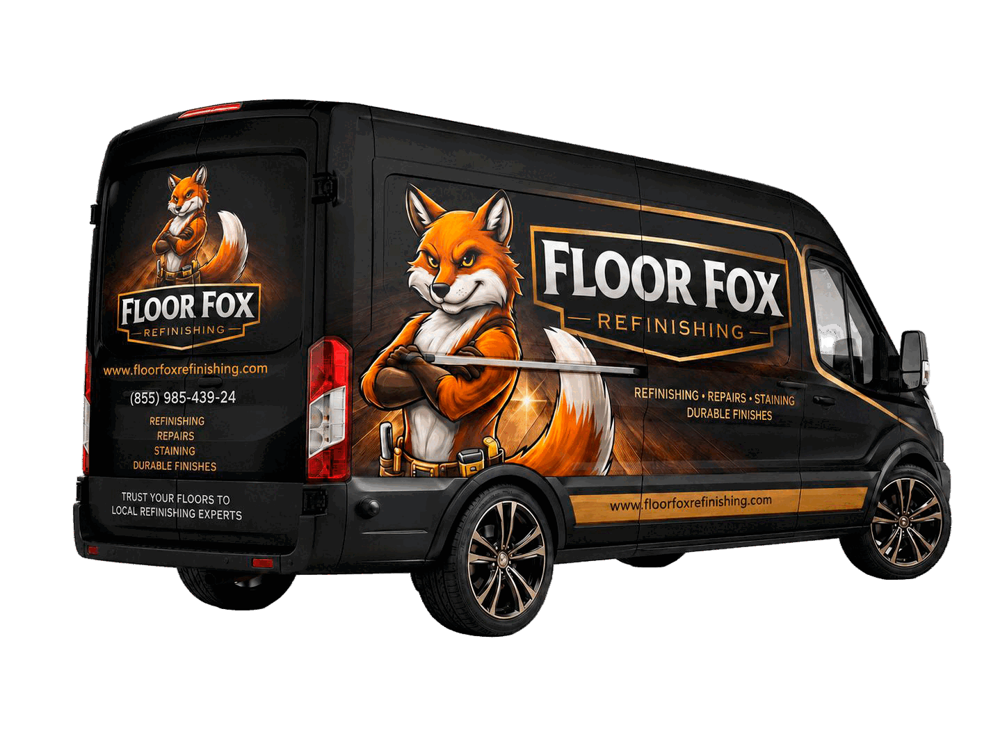 Floor Fox branded refinishing van